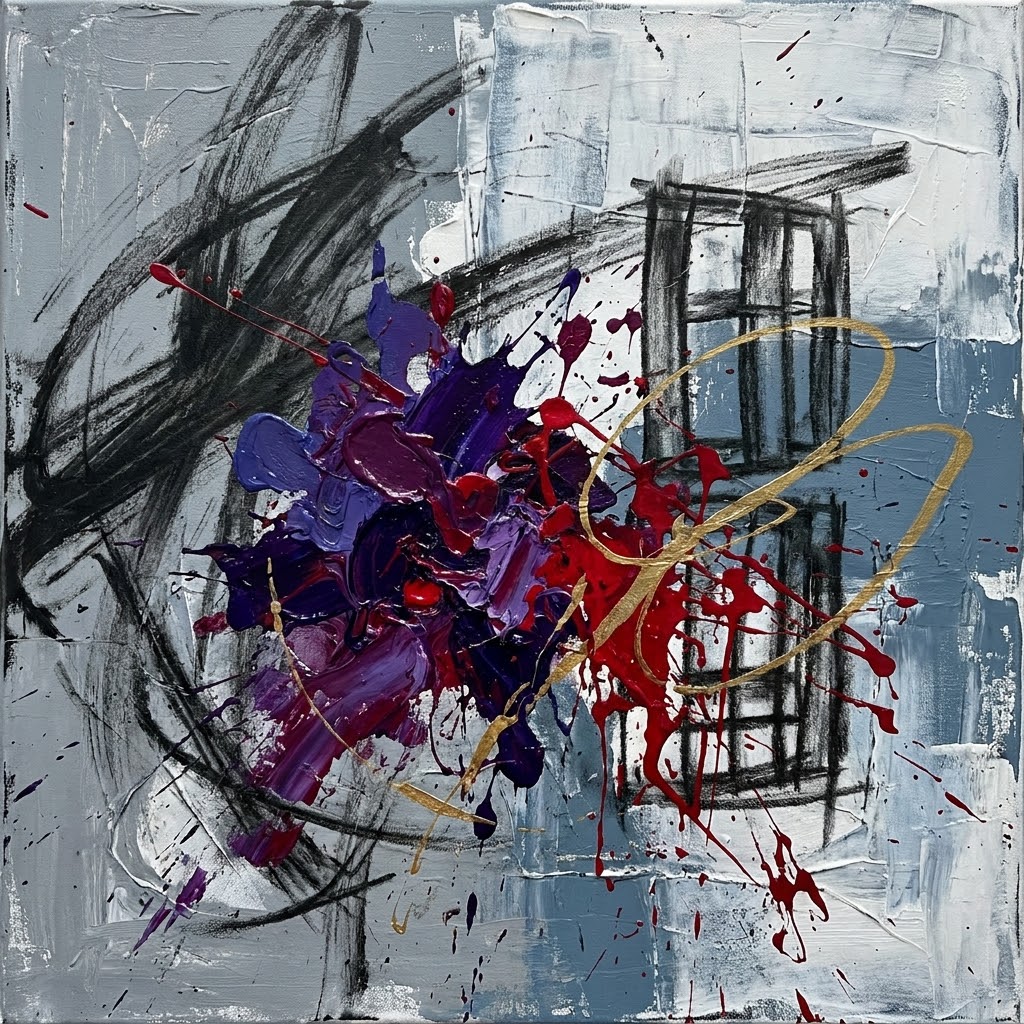 NHS War Crimes Abstract, original abstract expressionist painting by Ian Springham